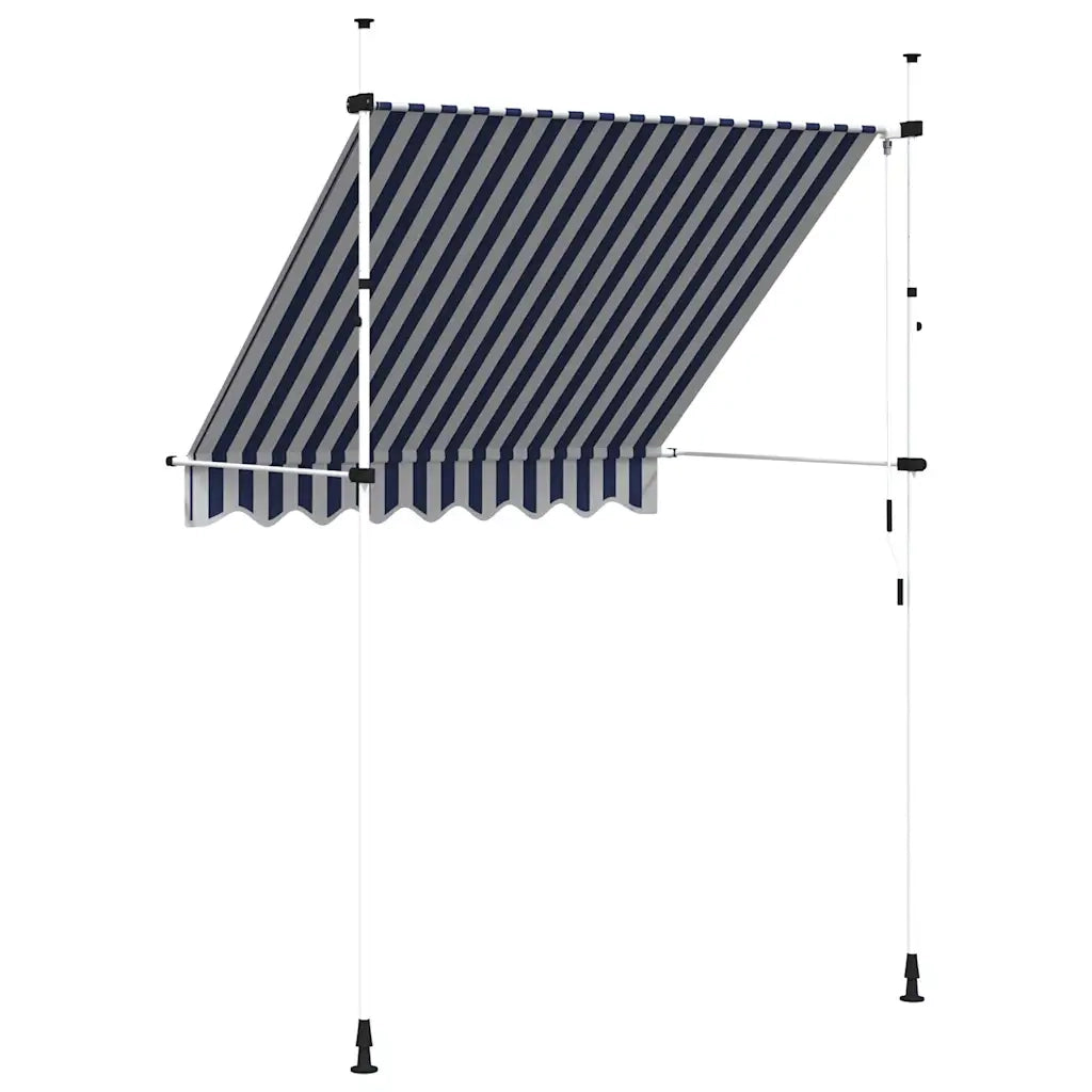 Tenda da Sole Retrattile Manuale 200 cm a Strisce Blu e Bianche 43220