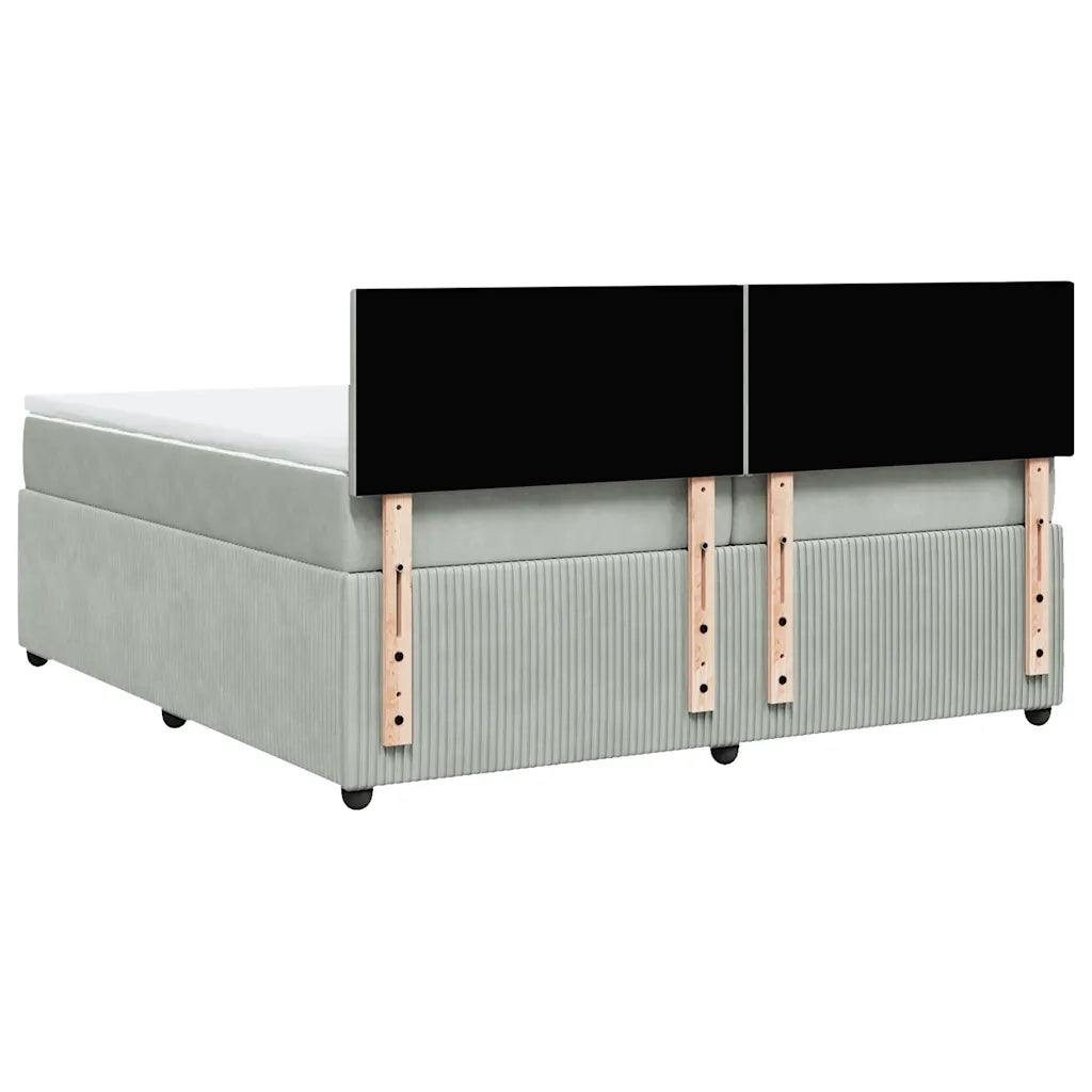 Giroletto a Molle con Materasso Grigio Chiaro 200x200cm Velluto