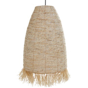 Lampada a sospensione con paralume in paglia di mais naturale e base in ferro nero Lampada a sospensione in stile bohémien