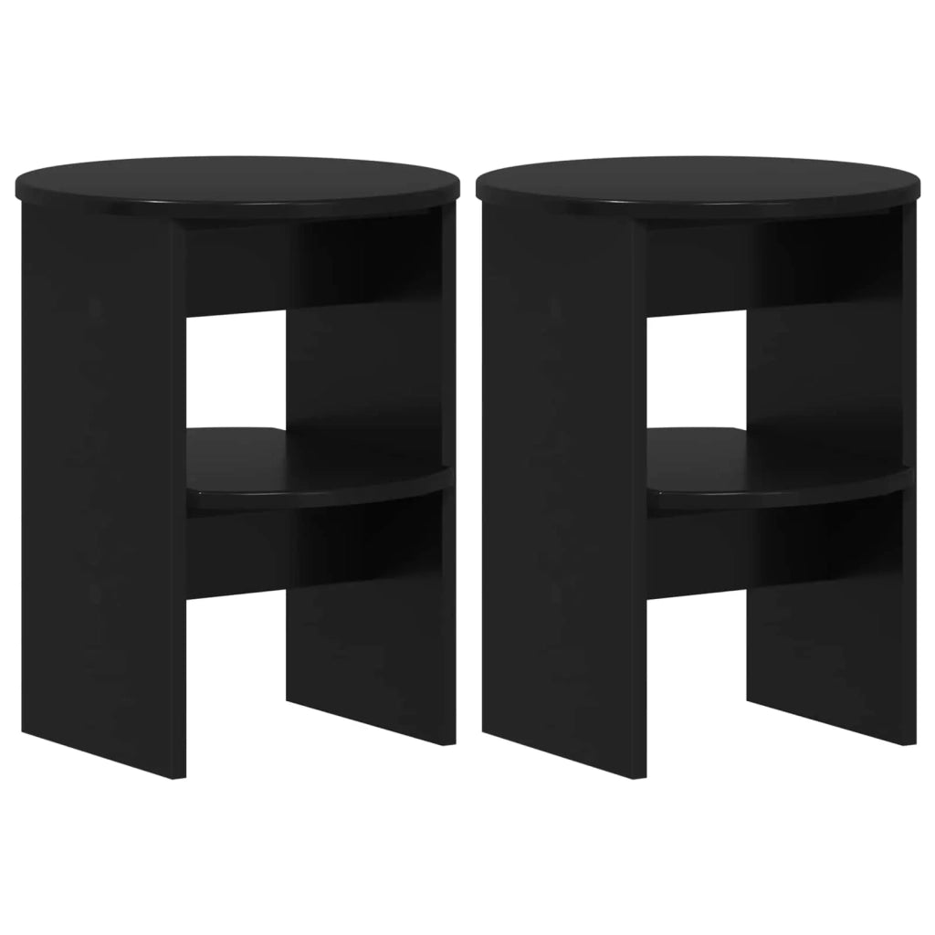 Mobile laterale 2 pcs Nero Ø40 x 50 cm Legno ingegnerizzato