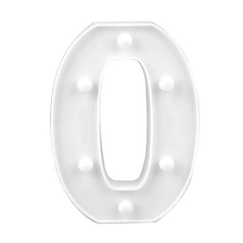 Trade Shop - Numero 0 Luminoso Bianco A Led Decoro Per Eventi Feste Luce Calda 3000k 16x3cm -
