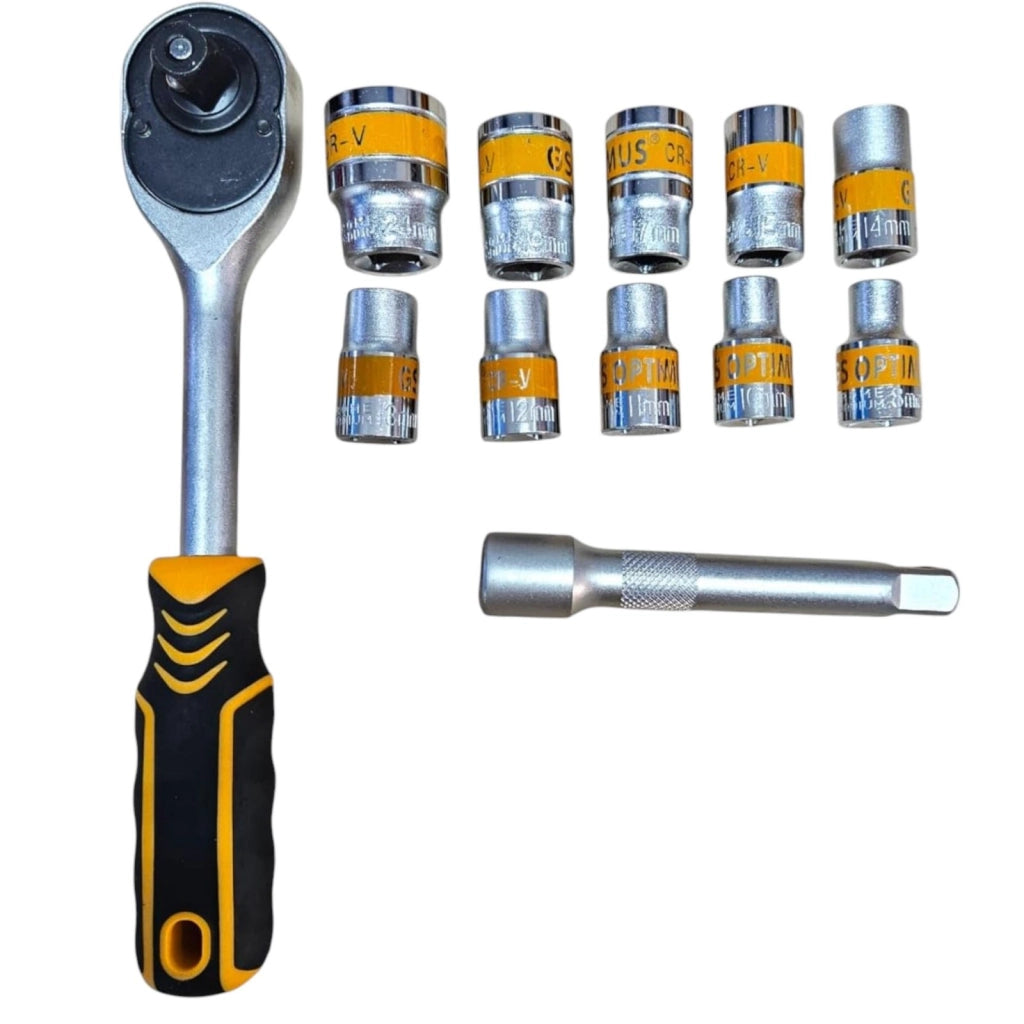 Set di Chiavi a Bussola 1/2'' 12 Pezzi Chiave a Cricchetto + prolunga da 8-24mm