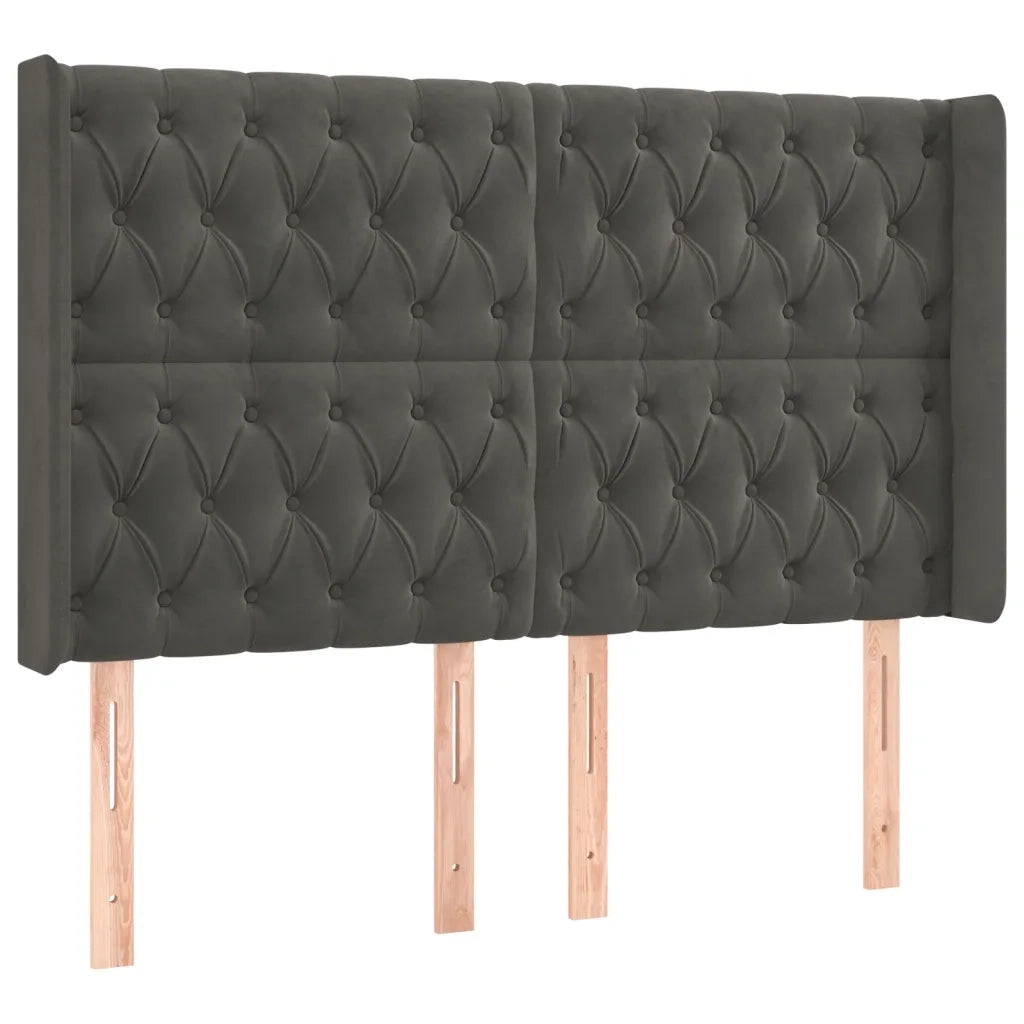 Testiera a LED-Testata con LED Grigio Scuro 147x16x118/128cm in Velluto 453754