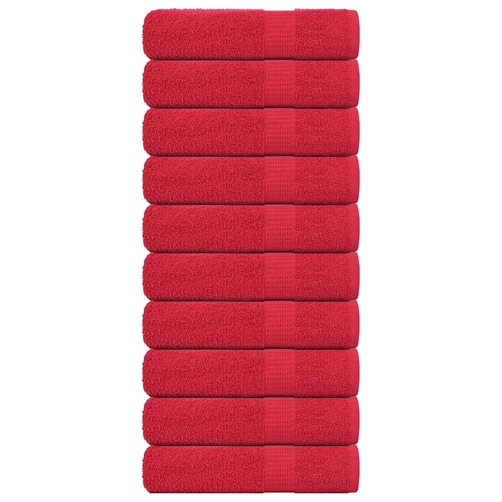 Asciugamani da Bagno 10 pz Rossi 100x150cm 360 g/mÂ² 100% Cotone