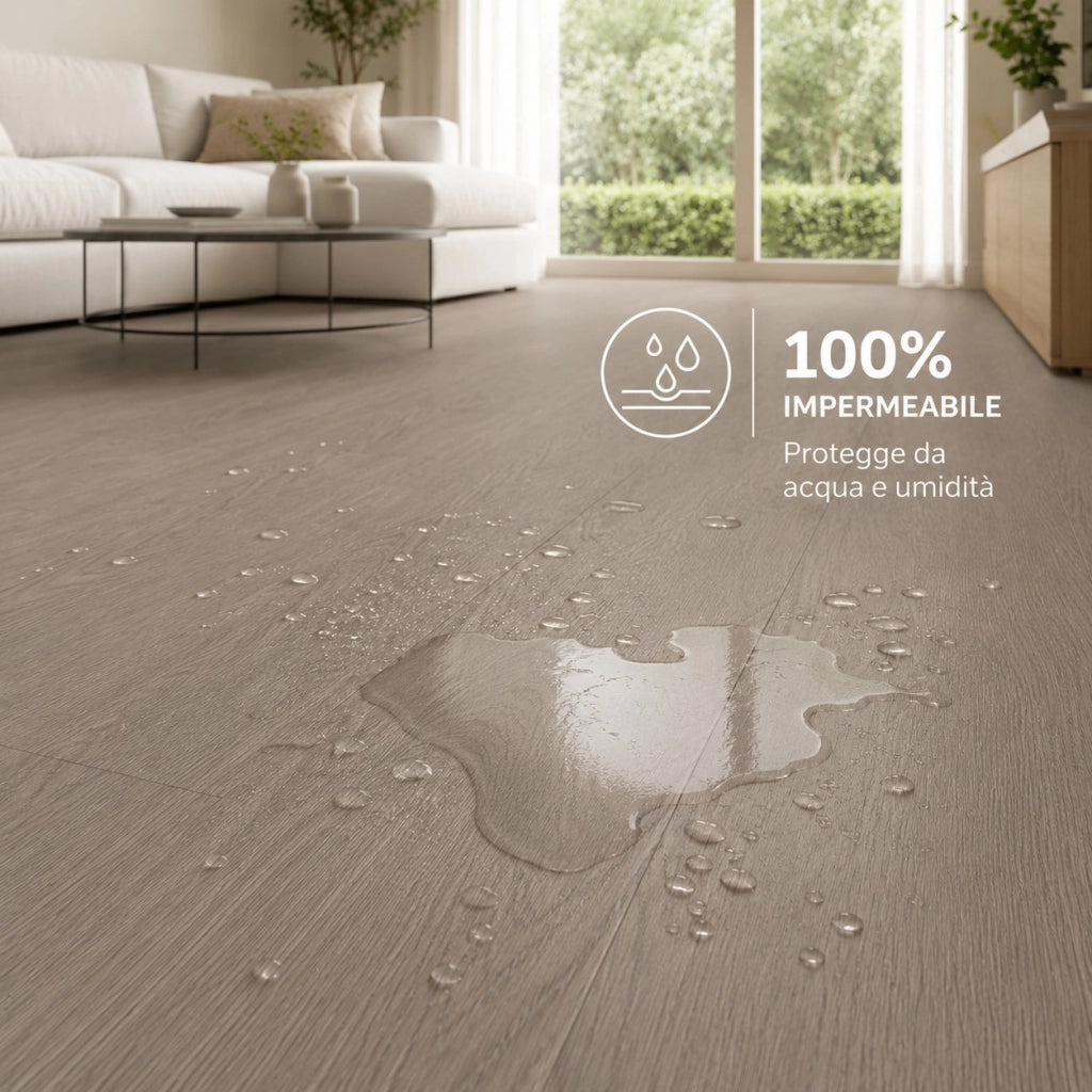 1 x 15 m (15 m²) Pavimento Vinilico a Rotolo Effetto Legno Rovere Grigio – Spessore 2 mm con Feltro Fonoassorbente