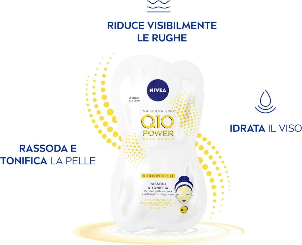 NIVEA MASCHERA VISO ANTIRUGHE Q10 2 DOSI DA 7,5 ML L'UNA
