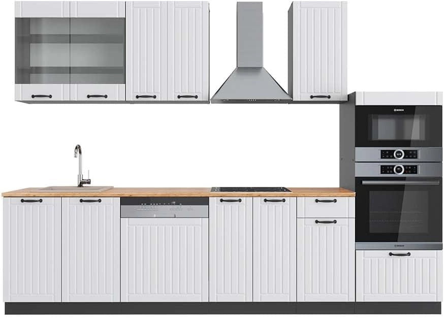 Cucina componibile Fame-Line, Quercia dorata, 300 cm con armadio alto, senza piano di lavoro, per l'espansione personalizzata tramite moduli aggiuntivi compatibili