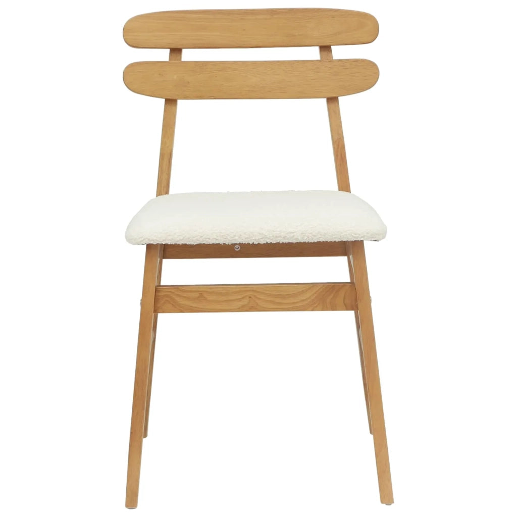 Sedia da pranzo 2 pcs Naturale e chiaro Legno di gomma solido