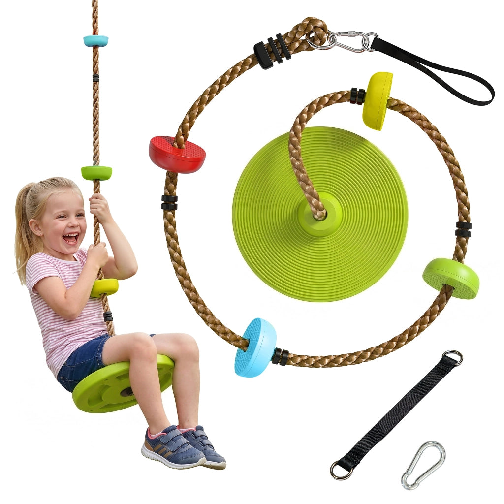 Altalena per bambini con piattaforma e corda ¨C zephmum ¨C Verde
