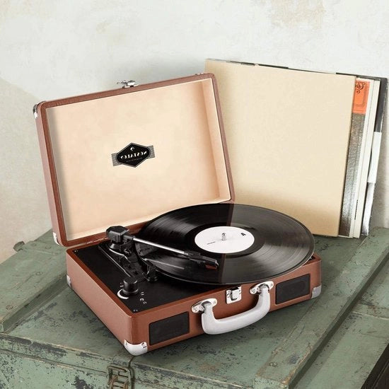 Plasmero vintage con valigetta portatile - Altoparlanti integrati - USB - 3 formati disco - Marrone
