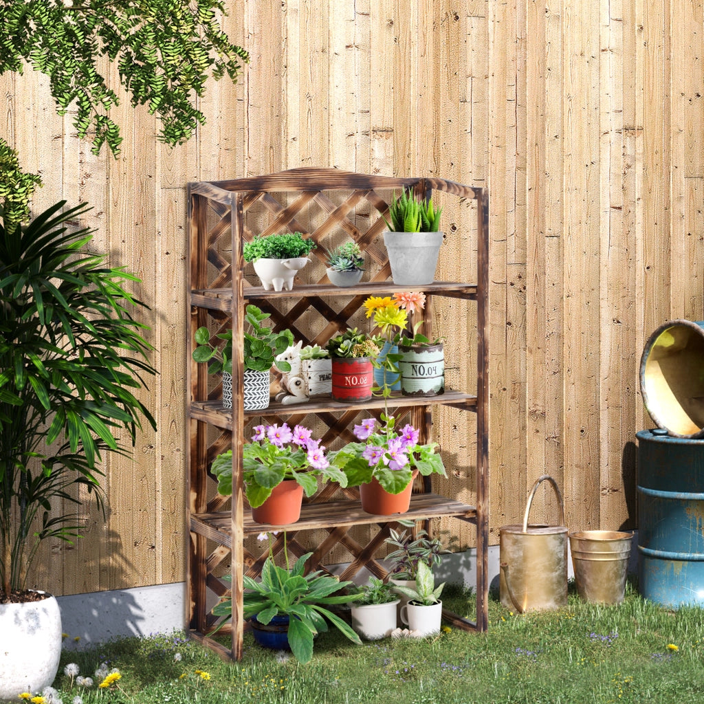 Scaffale Porta Piante 3 Ripiani Legno Abete ¨C zephmum ¨C 80x40x148 cm