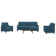Set di Divani 4 pz con Cuscini Blu in Velluto