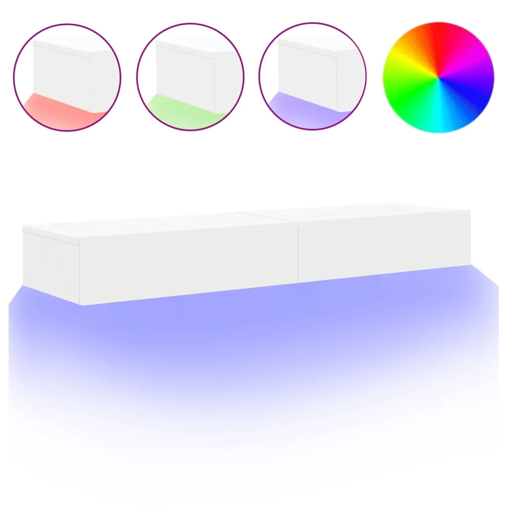 Mobili Porta TV con Luci LED 2pz-Set di 2 Credenza per TV Bianchi 60x35x15,5 cm