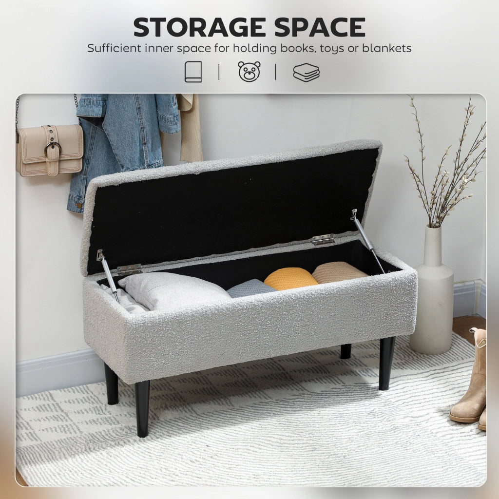Panca imbottita con contenitore ¨C zephmum ¨C 95x38x45cm, grigio, velluto