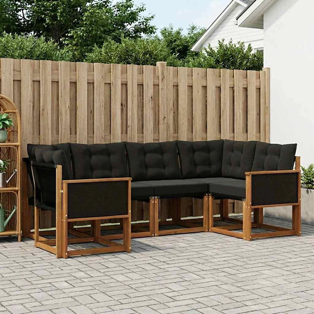 Set di divani da esterno 6 pz Naturale e Nero 3382168