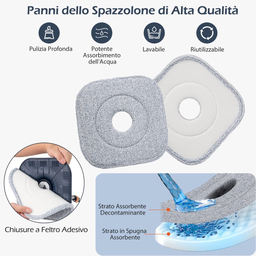 Panni di 6 per mocio in microfibra riutilizzabili, Panni per spazzare a secco e panni per mocio umido di ricambio Grigio-Strumenti pulizia