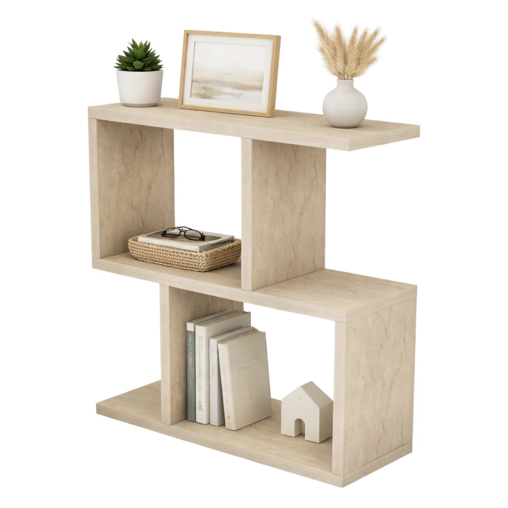 Tarzo, Tavolino da Salotto 2 Vani, 45x17x51h cm Bianco Marmo