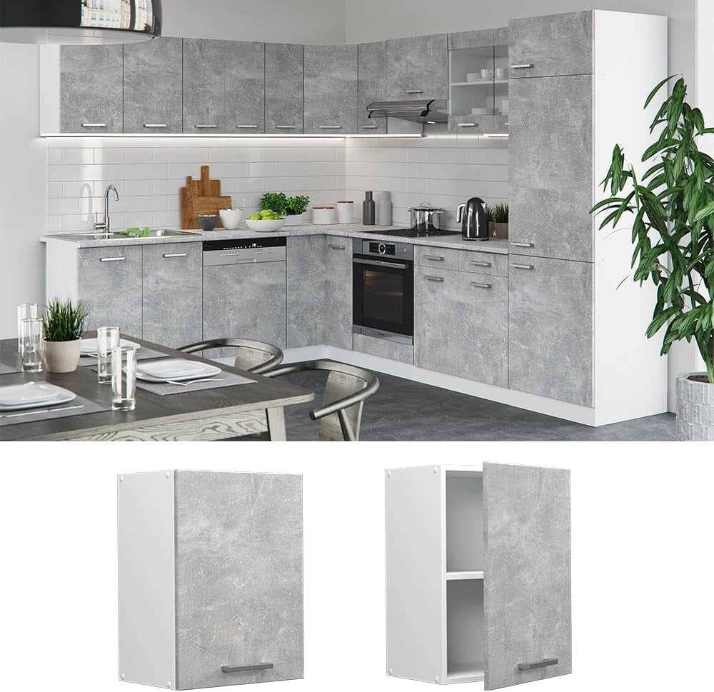 Pensile da cucina R-Line, Calcestruzzo, 45 cm, per la libera combinazione all'interno di sistemi cucina modulari