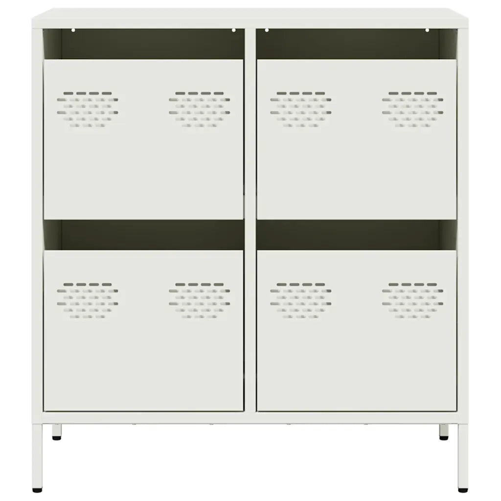 Credenza Bianca 68x39x73,5 cm in Acciaio Laminato a Freddo