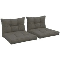 Set di 4 Cuscini per il Giardino con 2 Cuscini per la Seduta e 2 Cuscini per lo Schienale, Poliestere, Grigio Antracite