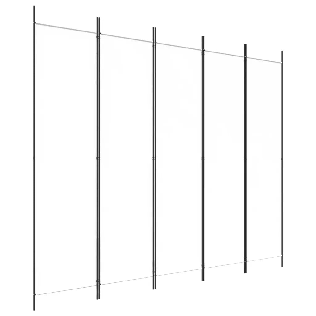 Divisorio a 5 Pannelli Bianco 250x200 cm Tessuto 350186