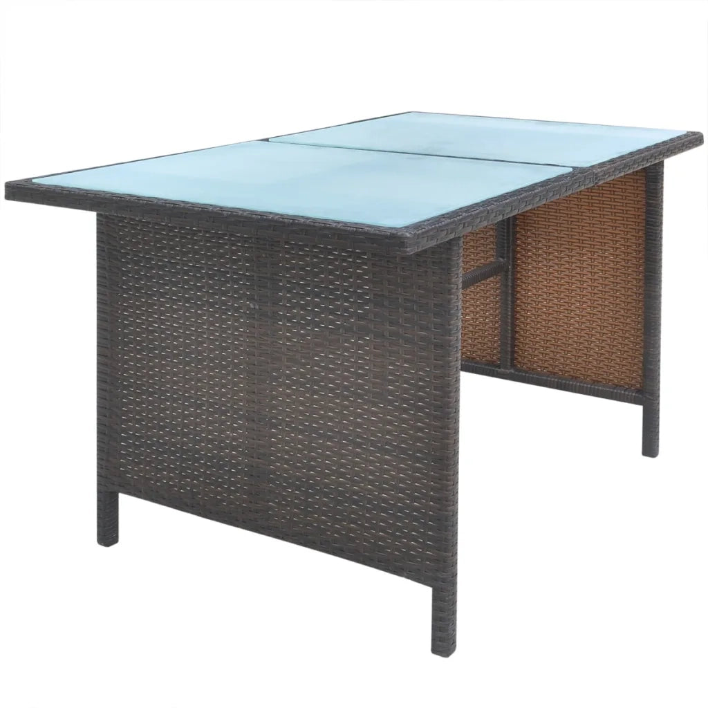 Set da Pranzo da Giardino 6 pz con Cuscini Polyrattan Marrone 42644