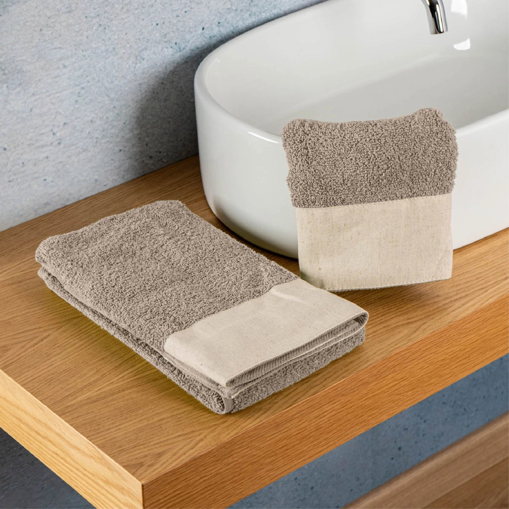 Set Asciugamani Bagno 2 Pezzi con Balza in Lino – Salvietta + Ospite – Morbidi, Super Assorbenti e Delicati sulla Pelle – Certificati OEKO-TEX – Eleganti e Resistenti  Ciotoli