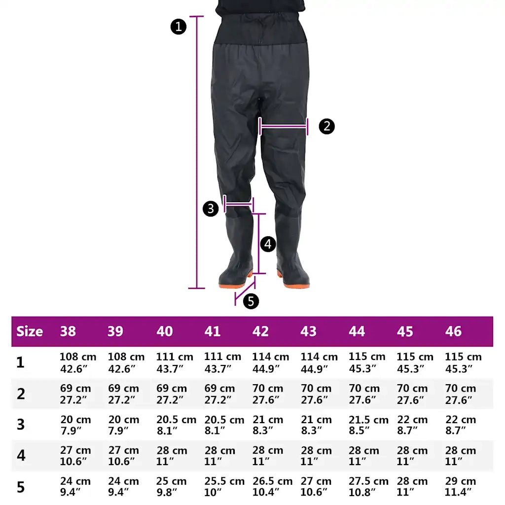 Wader da Pesca alla Vita con Stivali Nero Taglia 46 CFW2855872