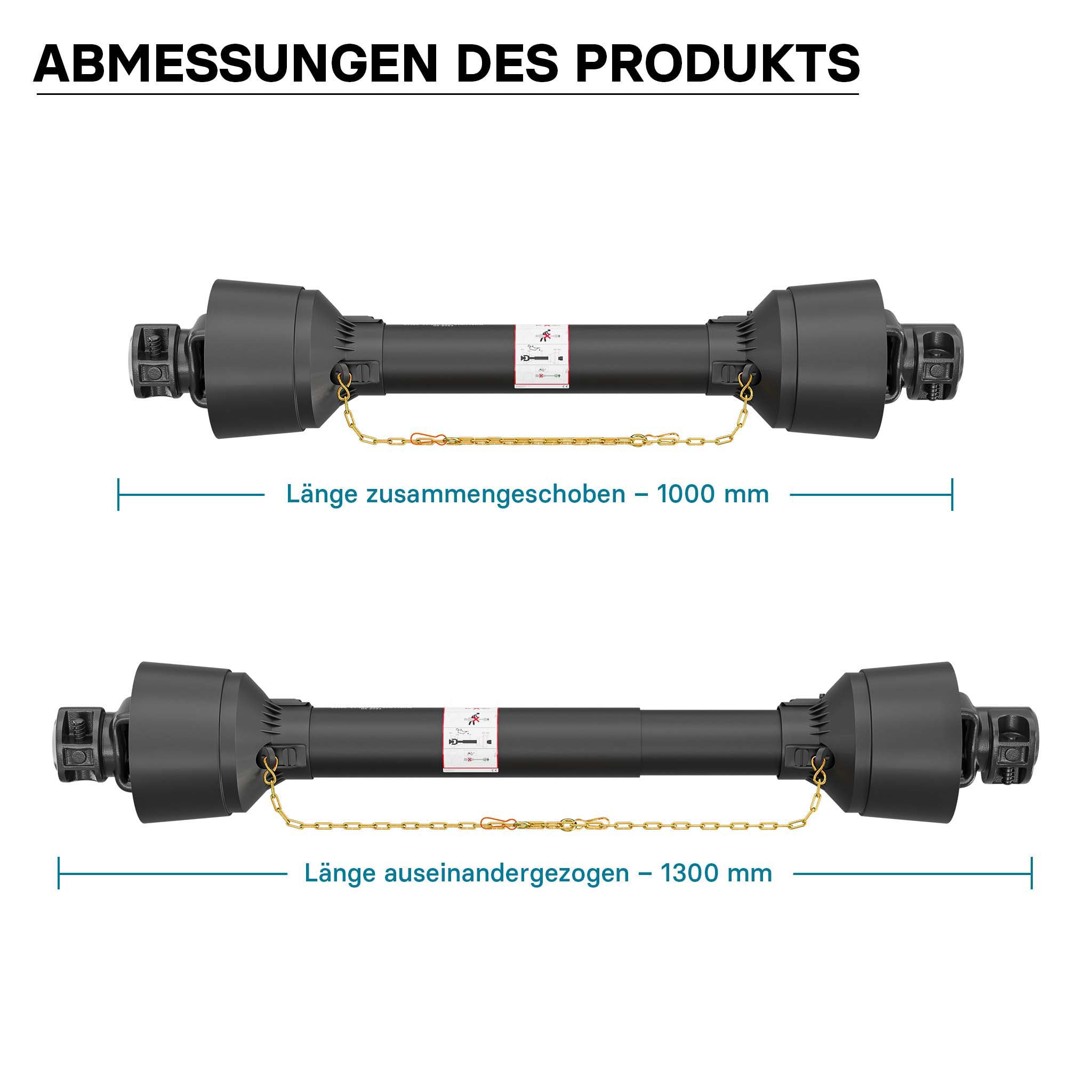 Albero cardanico T4 Giunto cardanico 1000-1100mm 460Nm 540rpm Cardano 40kW (55CV) 2x 1 3/8" 6 denti