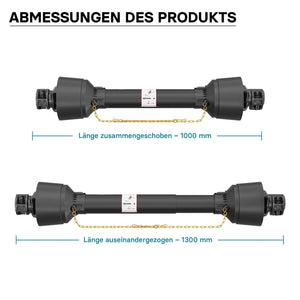 Albero cardanico T4 Giunto cardanico 1000-1100mm 460Nm 540rpm Cardano 40kW (55CV) 2x 1 3/8" 6 denti