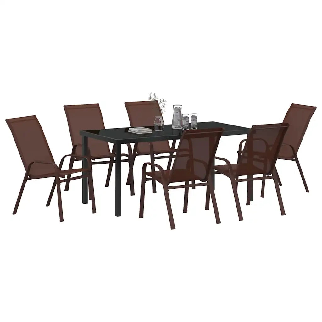 Set da Pranzo per Giardino 7 pcs Marrone e Nero 3379132
