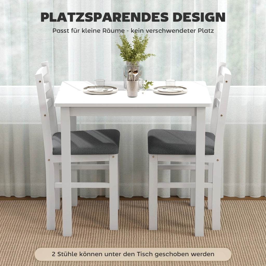 Set tavolo da pranzo con 2 sedie imbottite ¨C Xylo ¨C MDF bianco salvaspazio