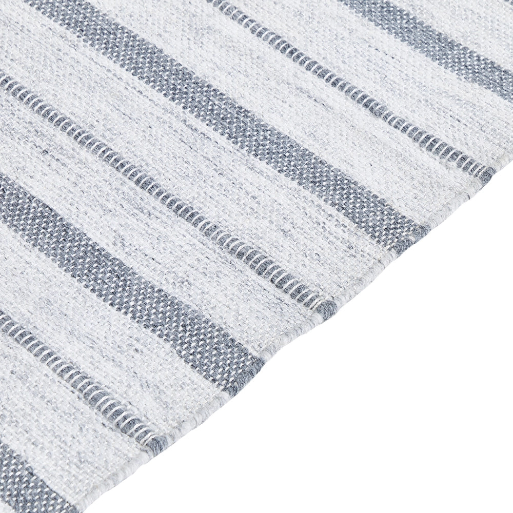Tappeto bianco sporco 160 x 230 cm per soggiorno e camera da letto con frange a righe