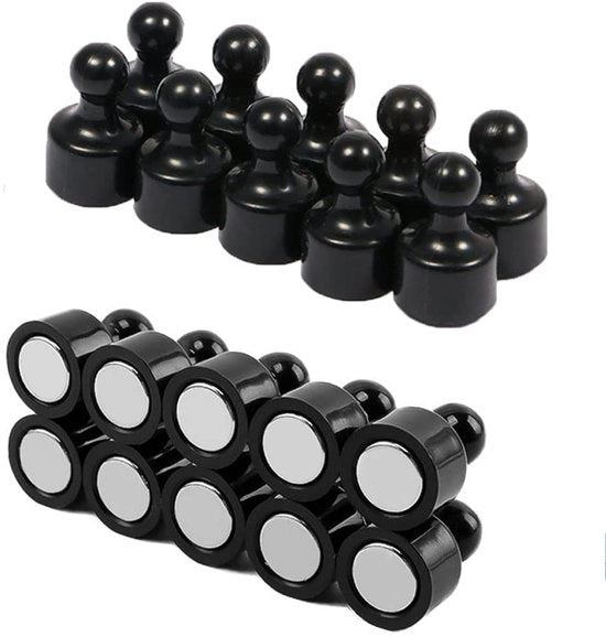 20 magneti per frigorifero, punte magnetiche, piccoli magneti per frigorifero, forti magneti neodymium, whiteboard, cartellone, magneti, ideali per casa, cucina, ufficio, scuola, aula, nero