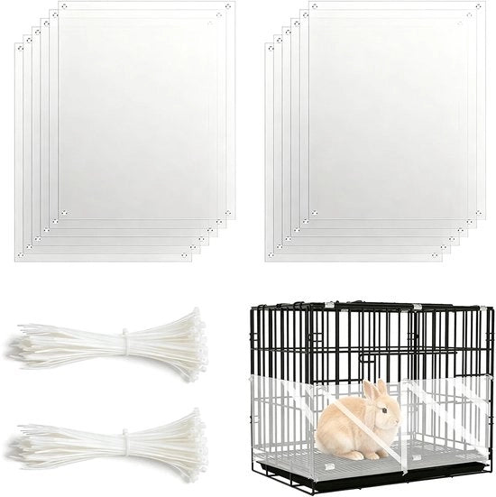 Set di 12 protezioni per le zampe per gabbie di conigli, 25,4 cm x 21,8 cm, protezioni per animali domestici con bordi trasparenti protettivi, protezioni laterali per cavi, anti-gocciolatura per gabbie di uccelli (per gatti).