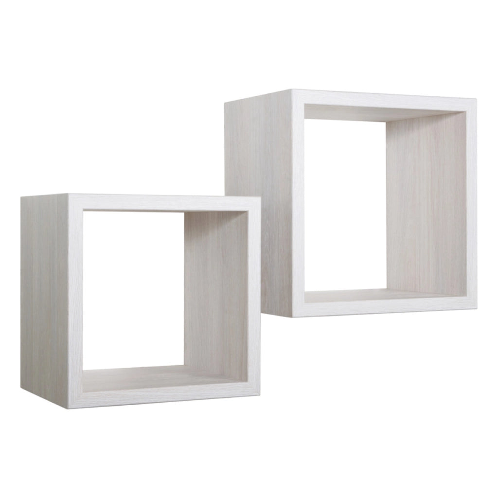 Set di 2 Mensole da Muro Modello Q-BIS MAXI, Cubi Arredo, Mensole Cubo, Cubi da Parete. Misure 35x35 p23.7 cm e 31x31 p23.7 cm. Finitura ROV. SBIANCATO - MADE IN ITALY