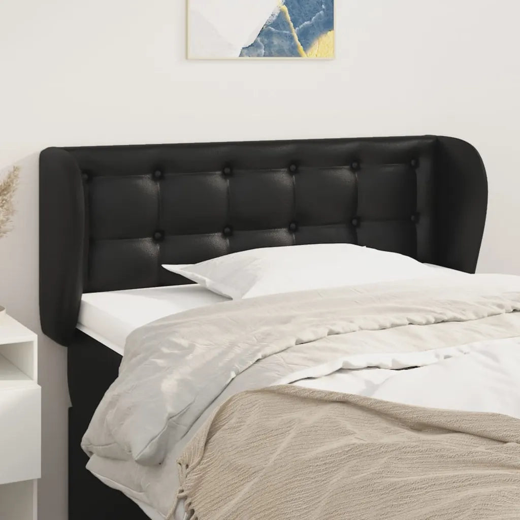 Testiera | Testata ad Orecchio Nera 103x23x78/88 cm in Similpelle
