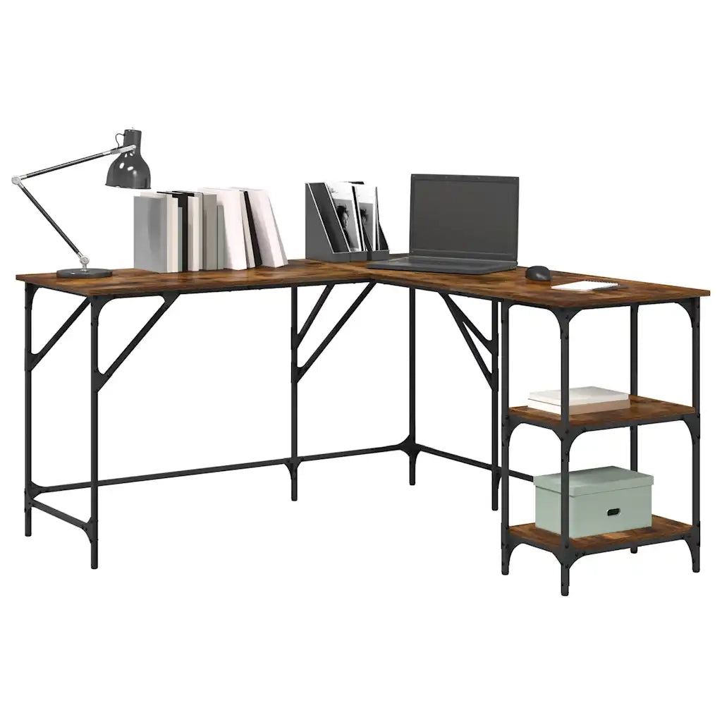 Scrivania Rovere Fumo 139x139x75 cm in Legno Multistrato 837589