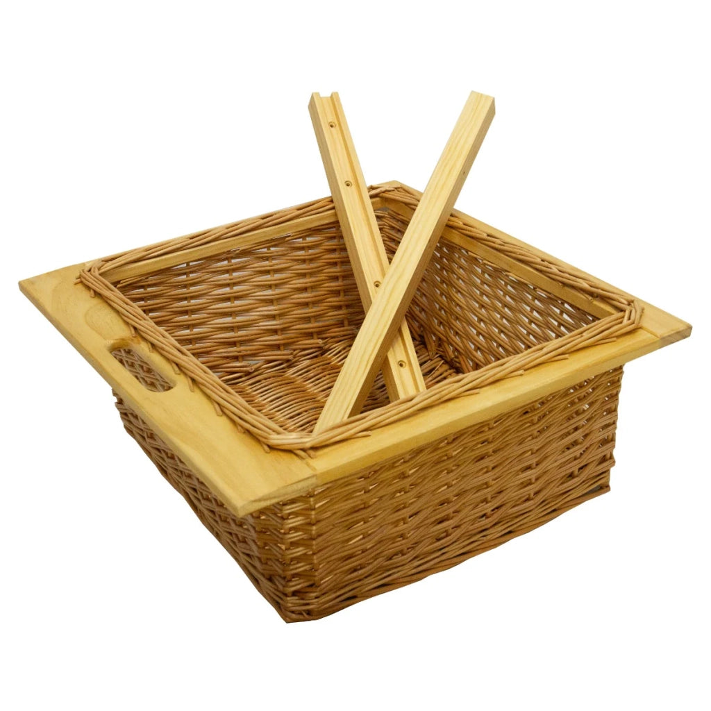 Cestelli Estraibili in Vimini per Cucina Cassetti Organizzazione Credenza Cesto in Vimini con Telaio e Binari in Legno di Faggio per Dispensa da 60cm Organizza Unità 60 cm con Viti GRATIS - 3 Cesti