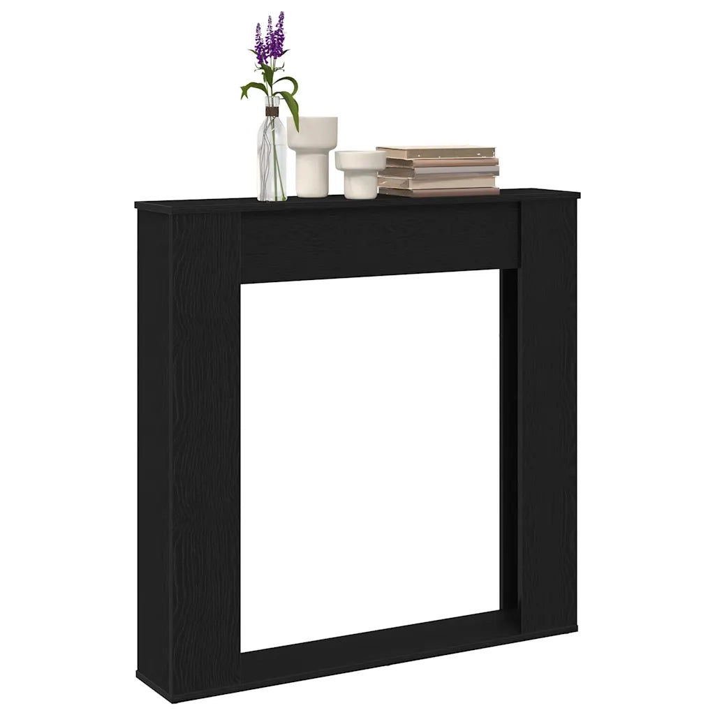 Cornice per Camino Rovere Nero 100x20x100 cm in Truciolato 865982