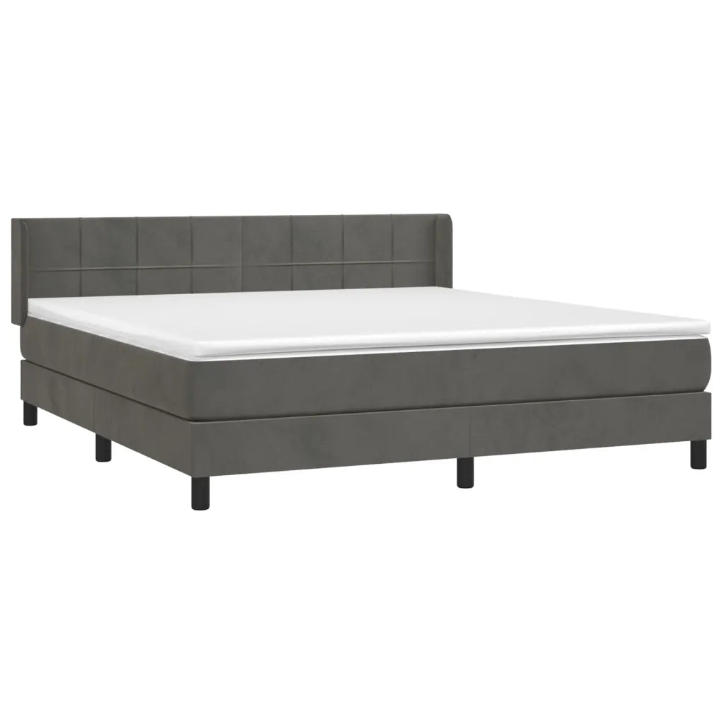 Giroletto a Molle con Materasso Grigio Scuro 160x200 cm Velluto cod mxl 37961