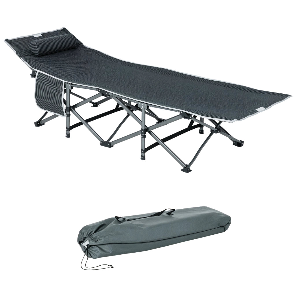 Letto da Campeggio Pieghevole Imbottito con Tasca ¨C Zephmum ¨C Grigio 188x64.5x53 cm