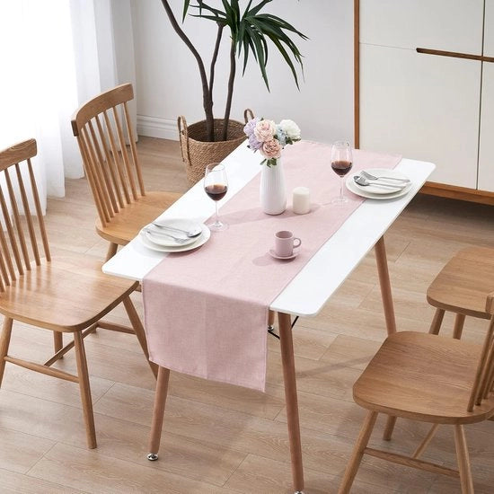 Tavolo esterno, impermeabile, finitura lino, protezione contro macchie, lavabile, come tovaglia per tavolo da giardino, outdoor, per tavolo da pranzo, rosa, 30 x 100 cm