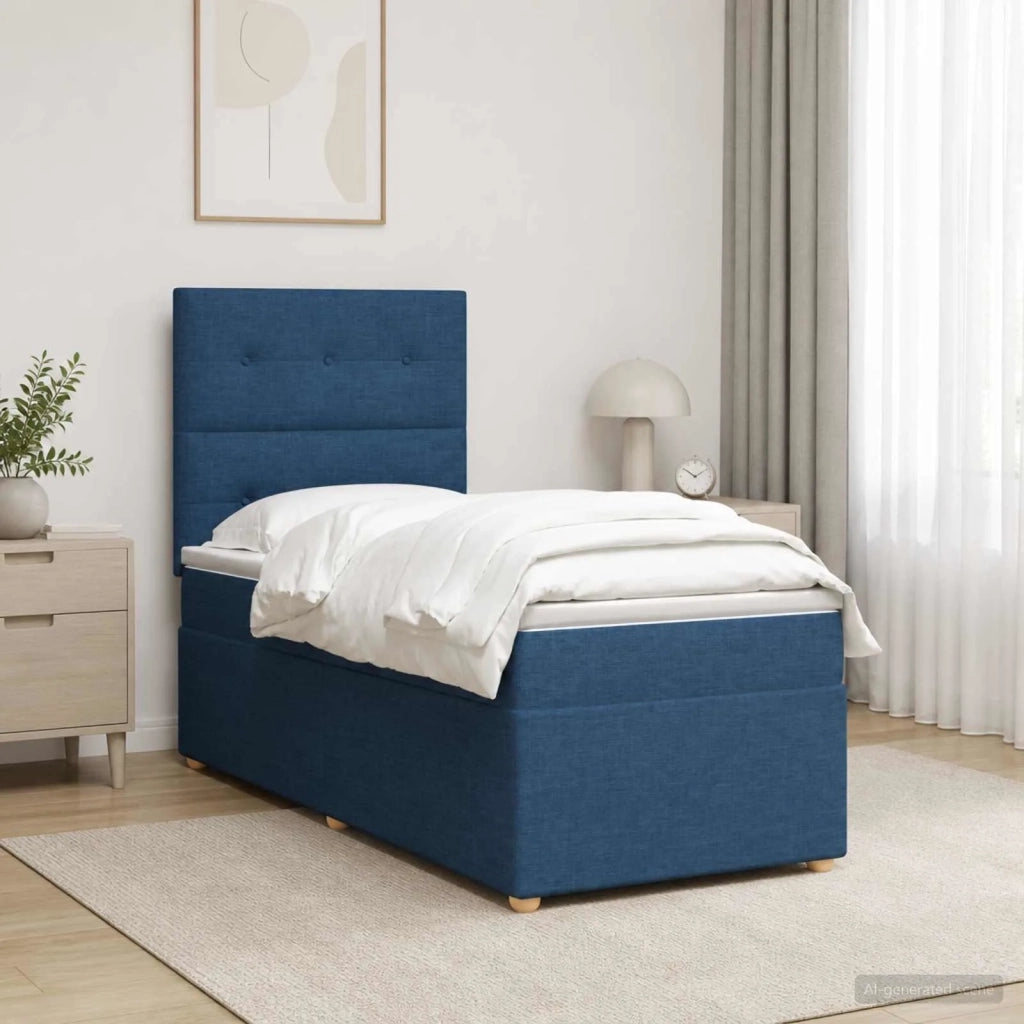 Letto box spring con materasso Blu 90 x 200 cm Tessuto 3455265