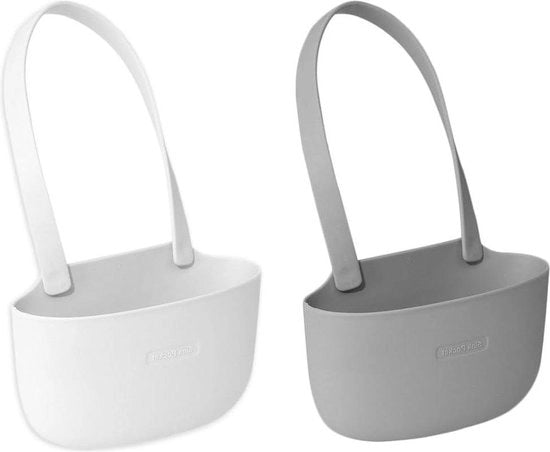 Sistema di sostegno per asciugatrice a muro 2 pezzi - sostegni per asciugatrice, contenitore per asciugamani, sostegno per asciugatrice - mantieni l'ordine in cucina (grigio + bianco) sostegno per asciugatrice, goletta magnetica