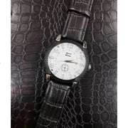 Trade Shop - Orologio Polso Zcc Z002 Uomo Compass Automatico Data Cinturino Pelle Nero Bianco -