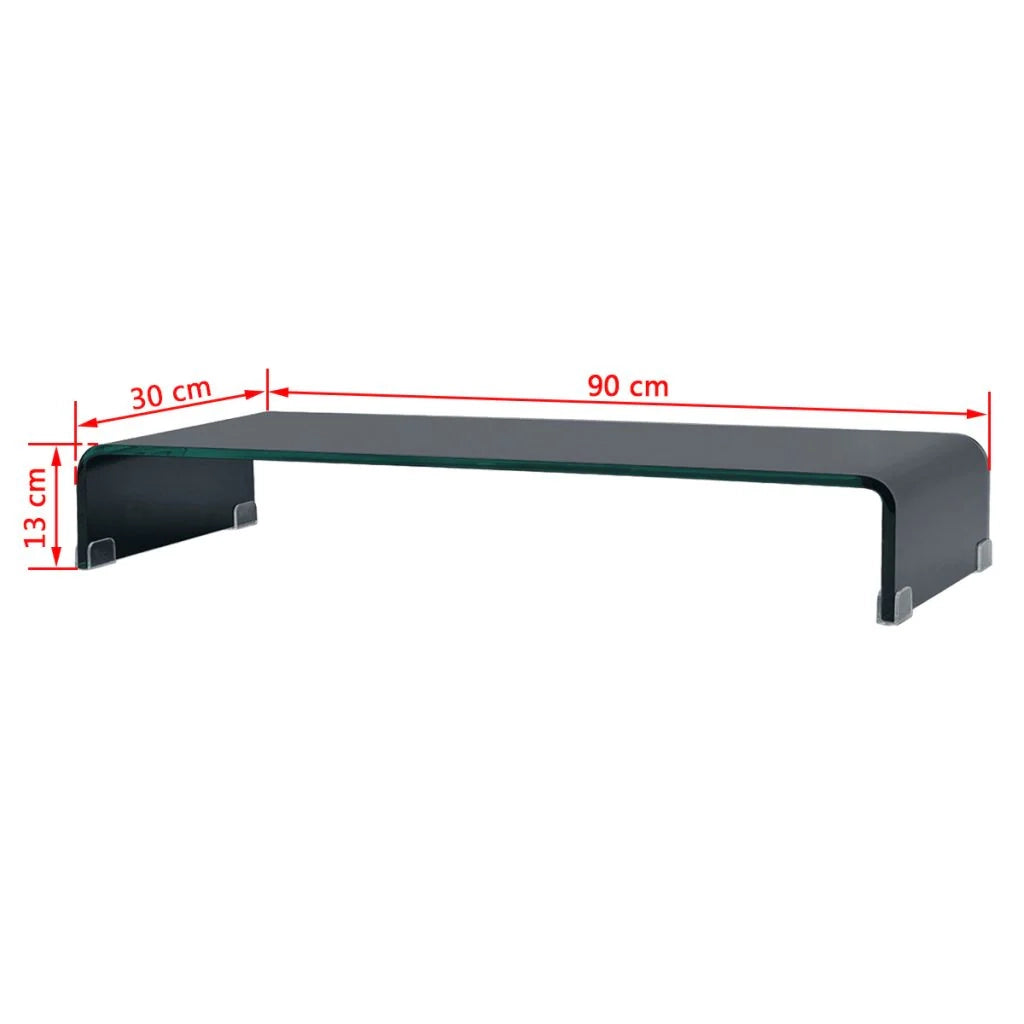 Mobile TV credenza design pratico supporto per monitor 90 cm vetro nero 2502232
