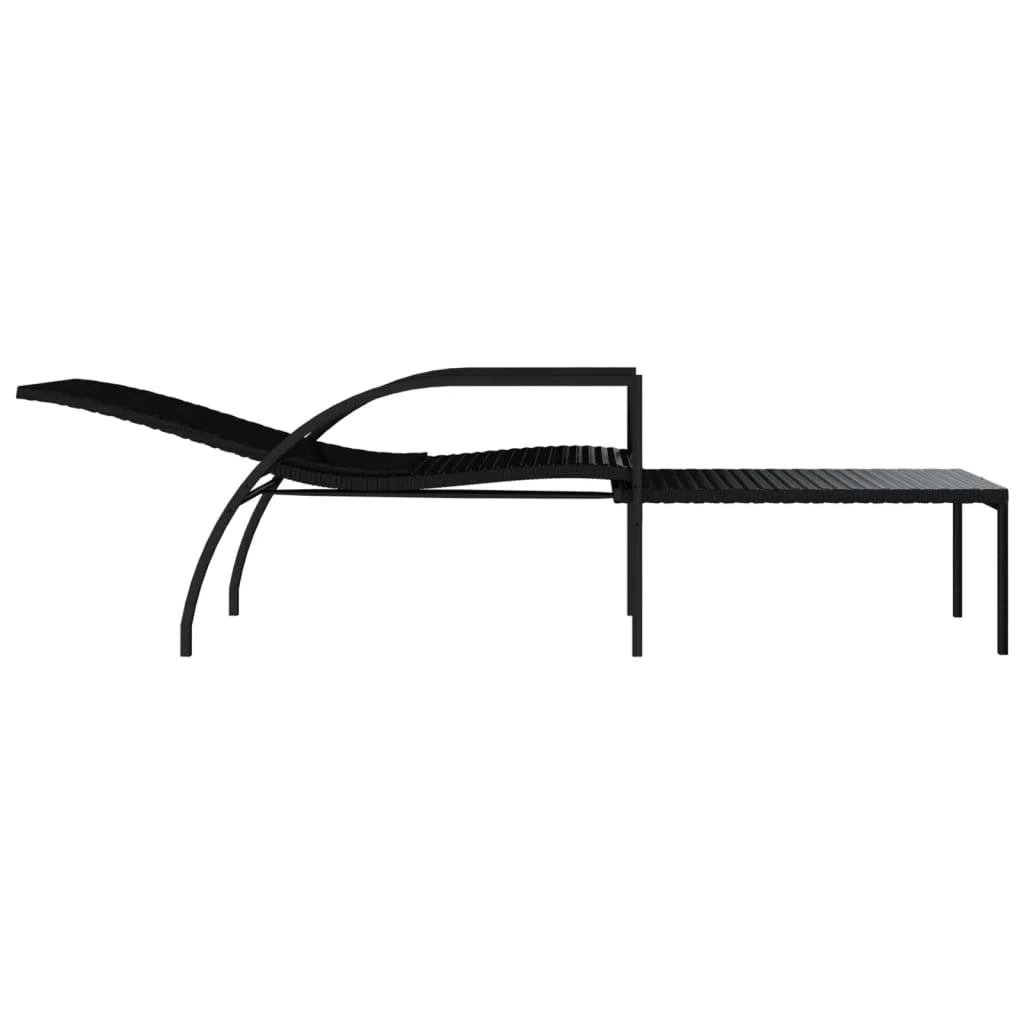 Set di due lettini prendisole con poggiapiedi resina intrecciata nera 02_0011909