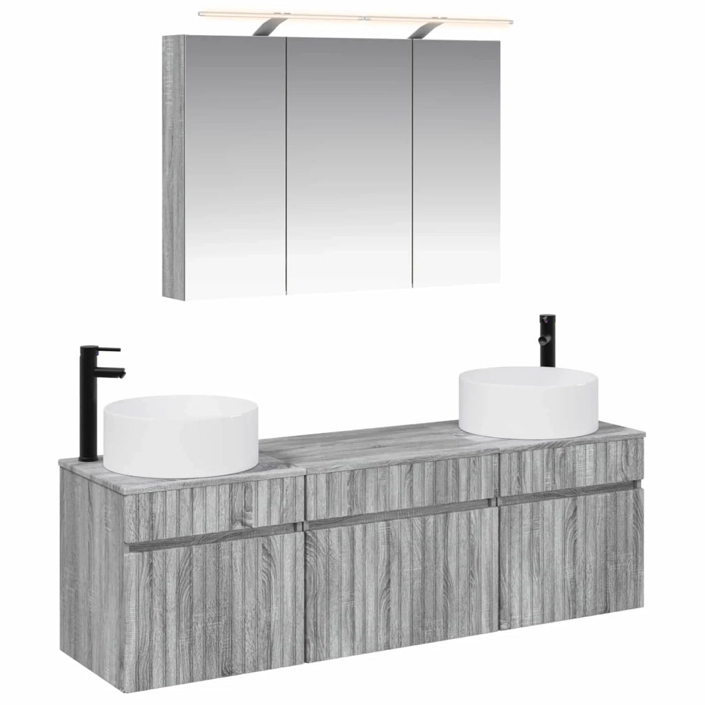 Set di Armadi da Bagno 4 pcs Sonoma grigio 100 x 14,5 x 70 cm 3406660