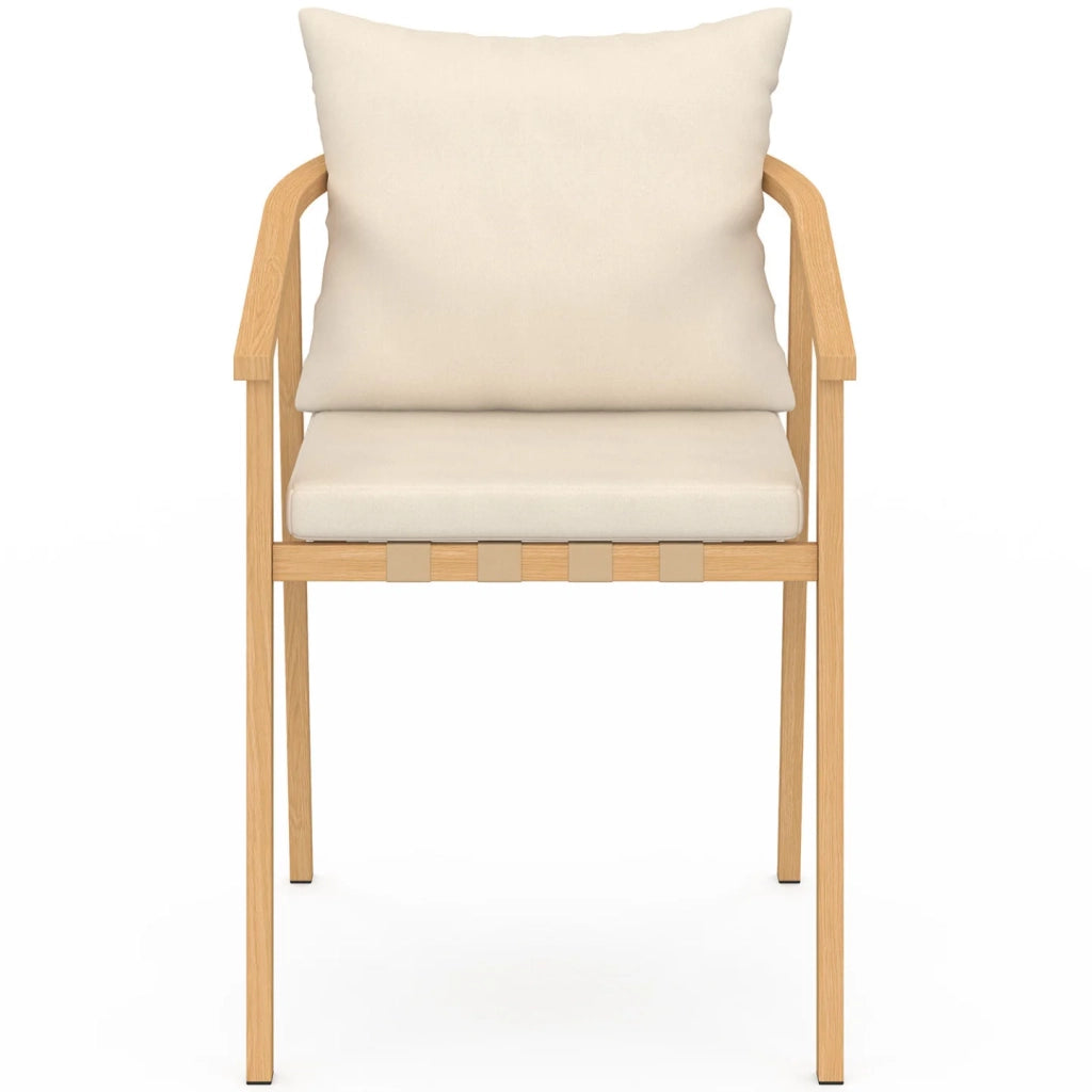 IDMarket - Set di 4 sedie da giardino MALTA con struttura in metallo effetto legno, cinghie e cuscini beige